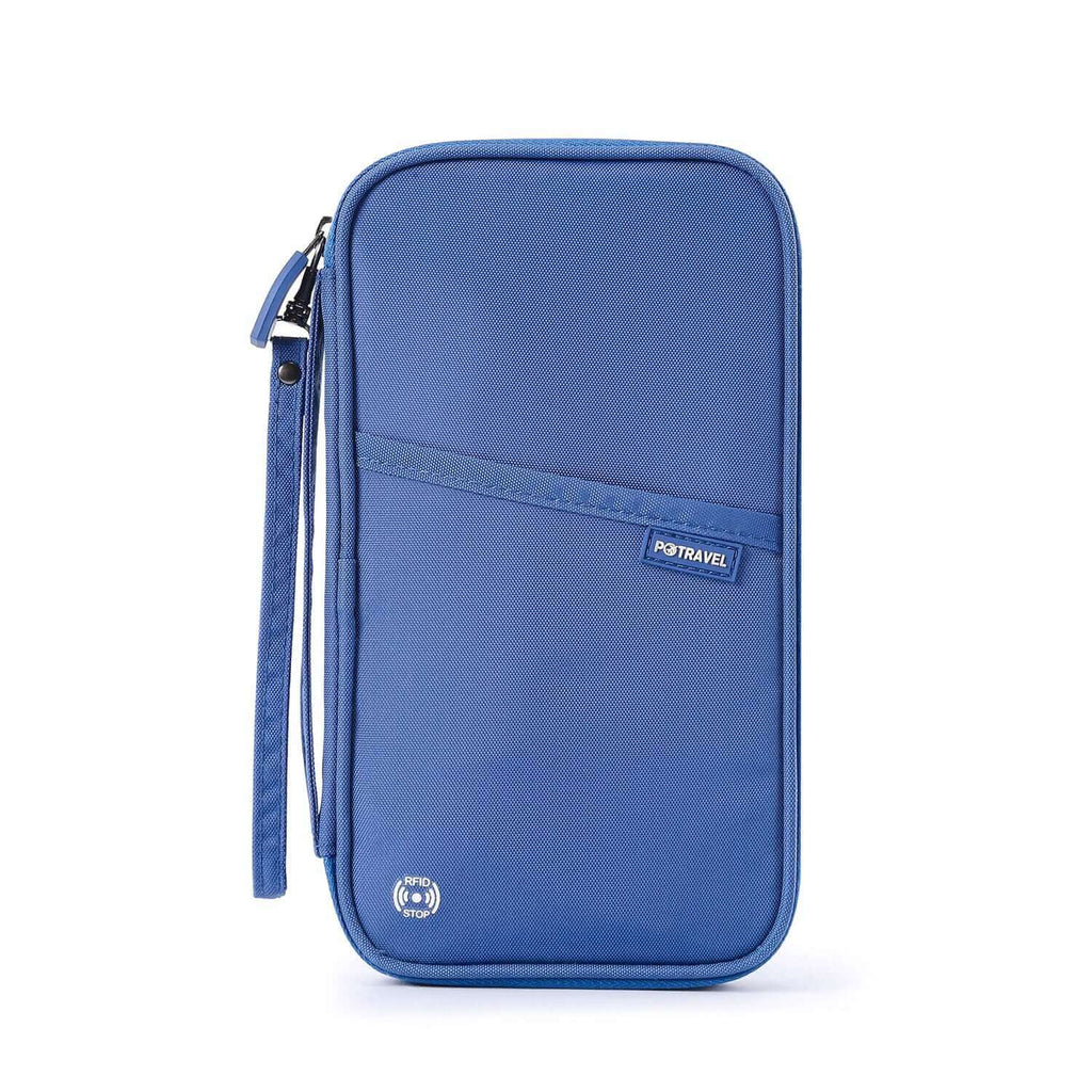 Premium RFID Blocking Travel Passport Wallet - Waterproof Nylon Passport Holder - blue