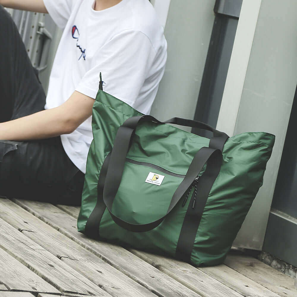 Unisex Foldable Waterproof Nylon Tote Bag - green