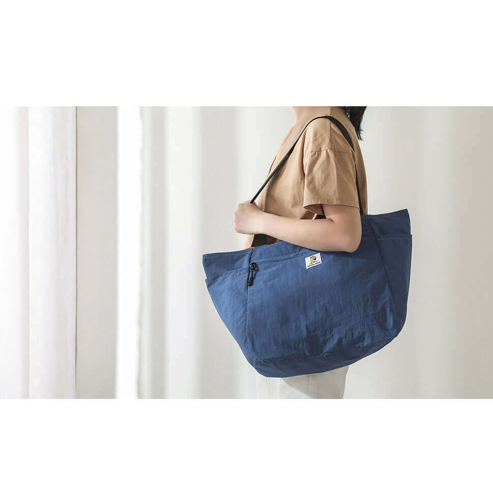 Reversible Foldable Travel Tote Bag - blue