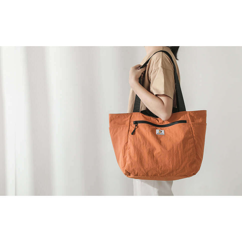 Reversible Foldable Travel Tote Bag - orange
