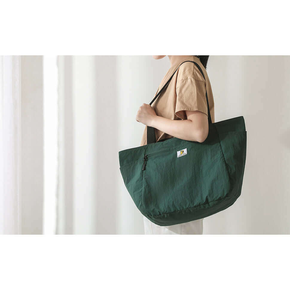 Reversible Foldable Travel Tote Bag - green