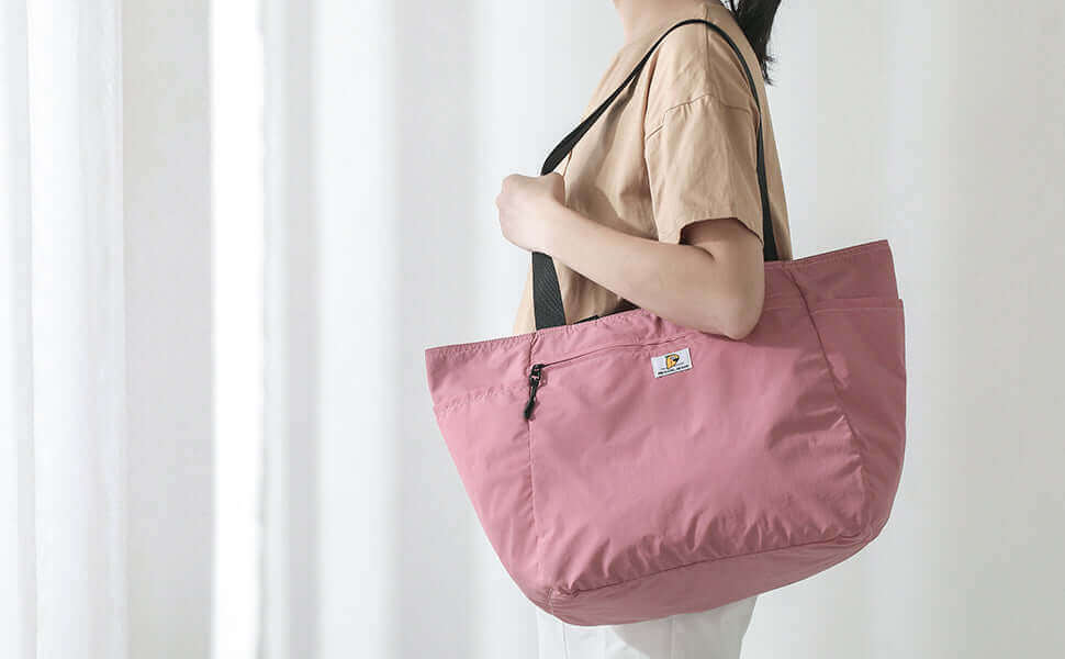 Reversible Foldable Travel Tote Bag - pink