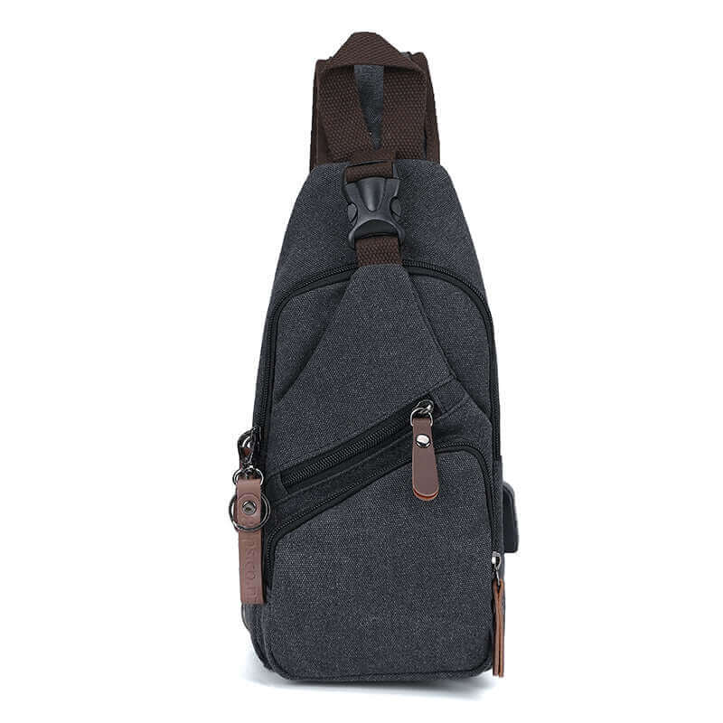 Functional Canvas Crossbody Sling Bag with USB Port