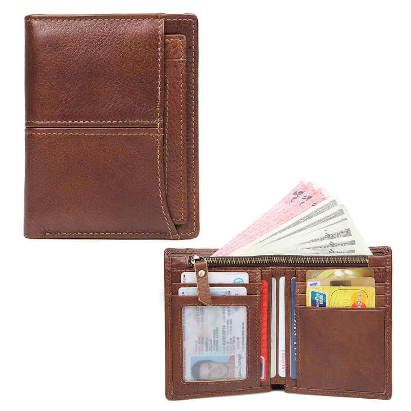 Men's Genuine Leather Wallet NZ | Vertical Stitched