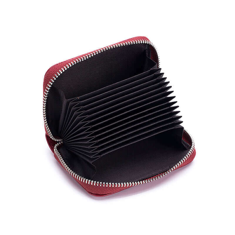 Internal structure of the RFID red genuine leather card holder.