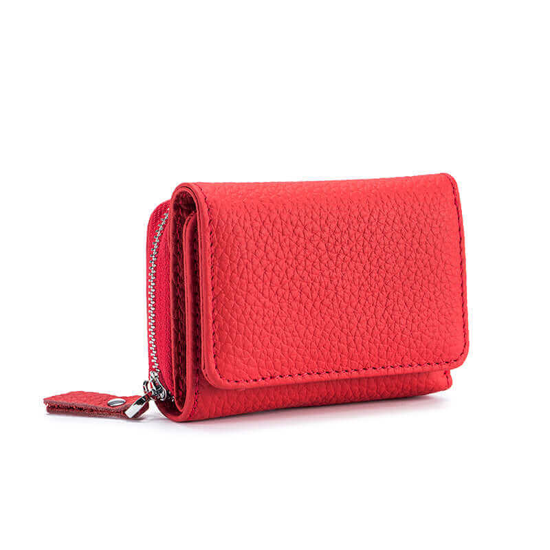 Red Mini Wallet Women's Leather RFID Mini Wallet - Coin Pocket | GDPS Bag NZ