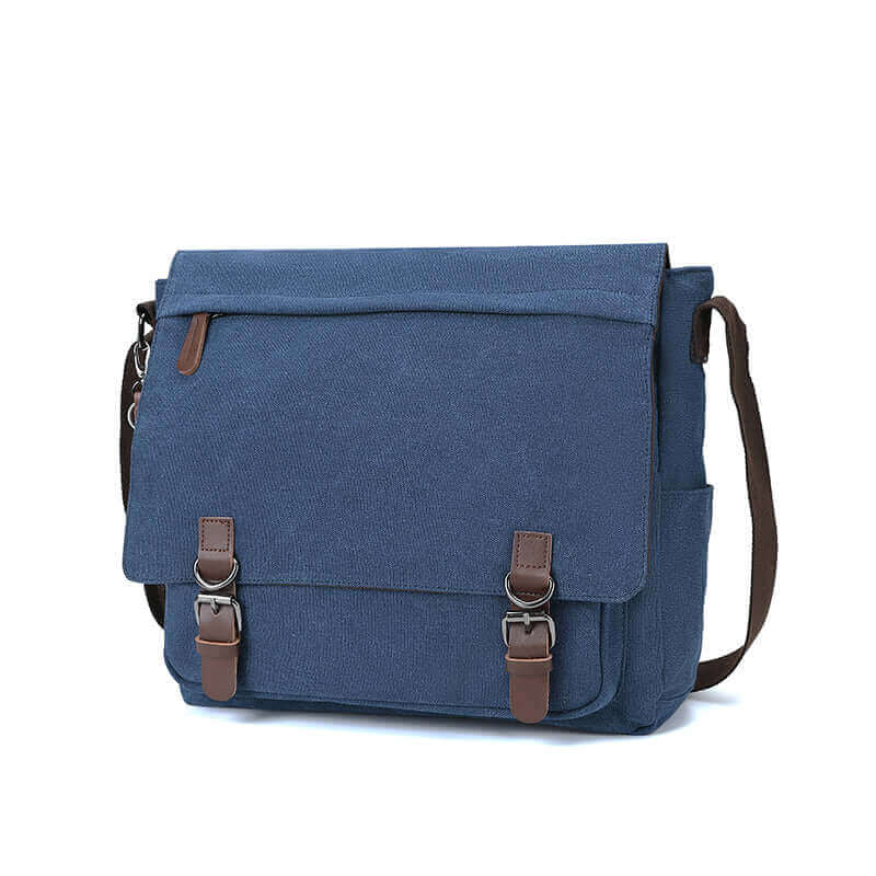 Durable canvas messenger bag for 15-inch laptops.