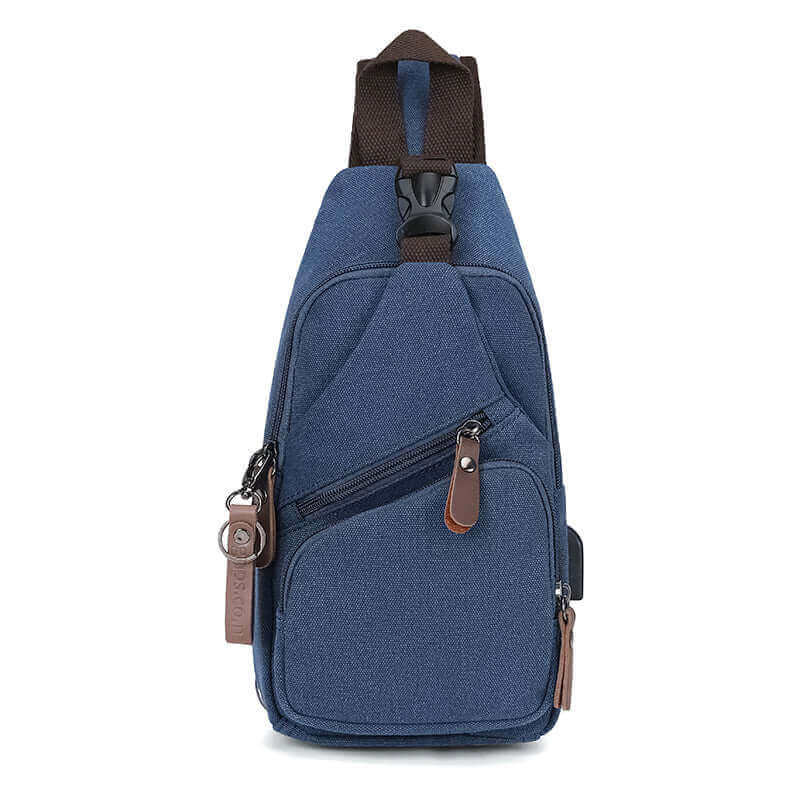 Lightweight Canvas Crossbody Bag with USB Port