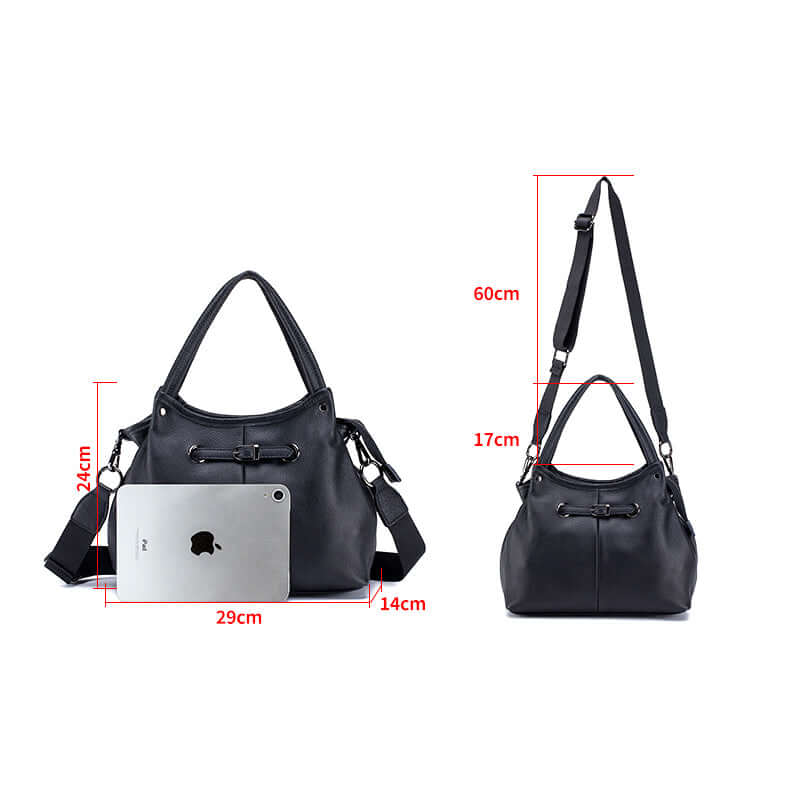 Adjustable shoulder strap leather handbag, comfortable & practical