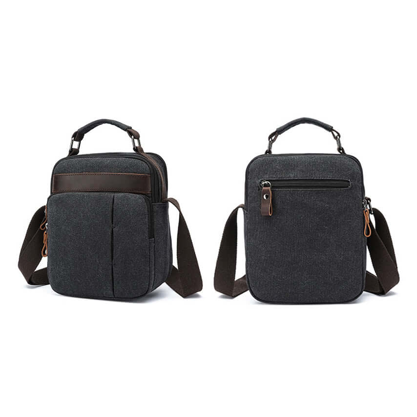 Black crossbody bag front and back