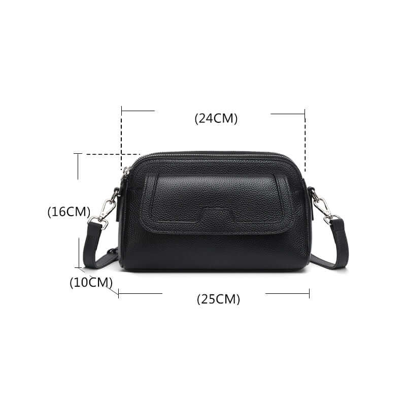 Size reference of women’s leather crossbody bag 16×25×10cm.