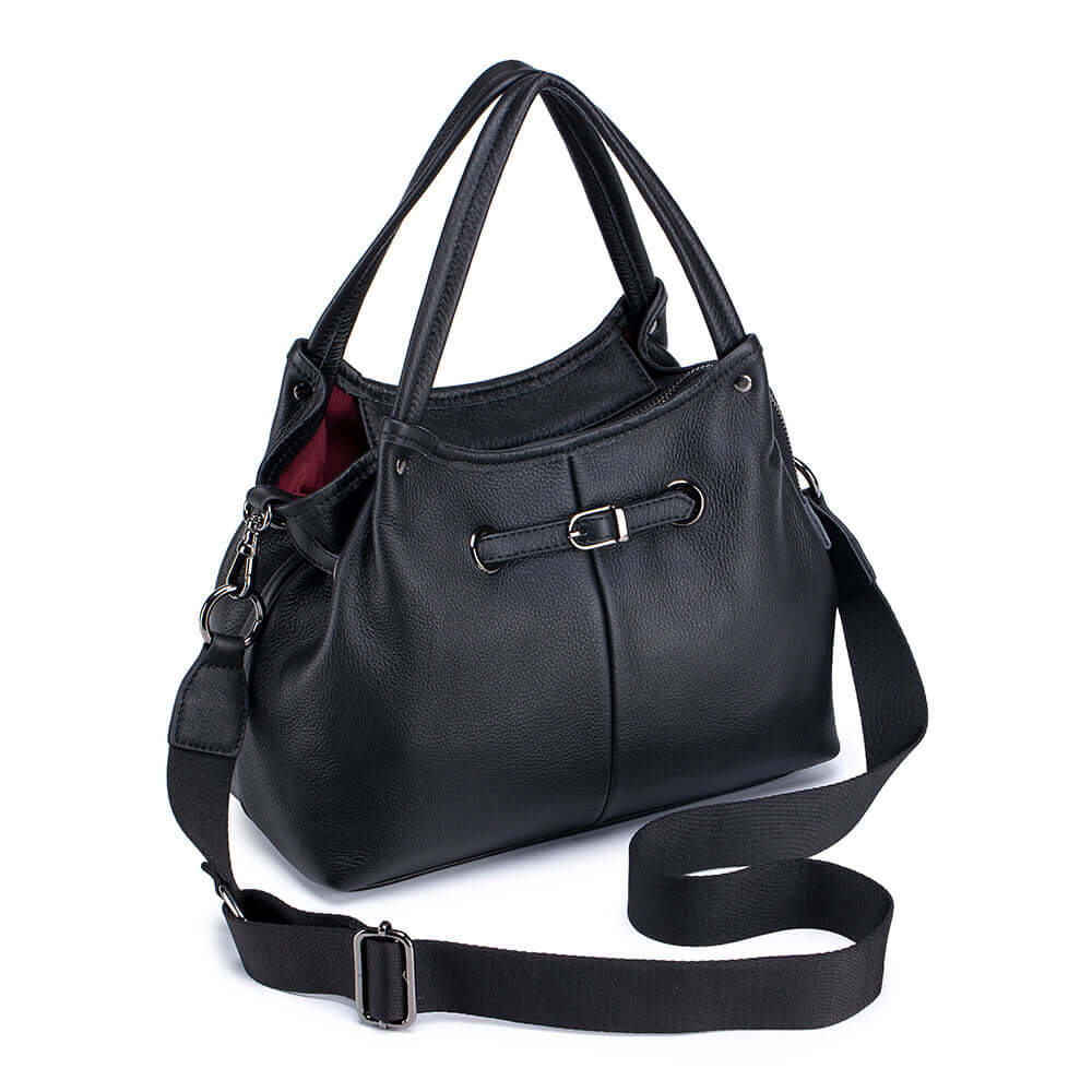 Multi-style leather handbag – can be hand-carried, shoulder, or crossbody