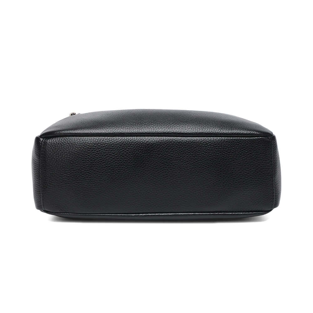 Bottom view of the leather black shoulder bag