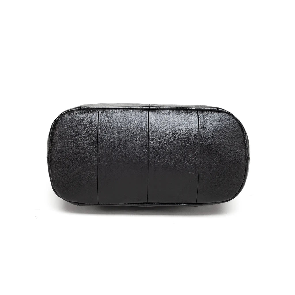 Black leather bag bottom