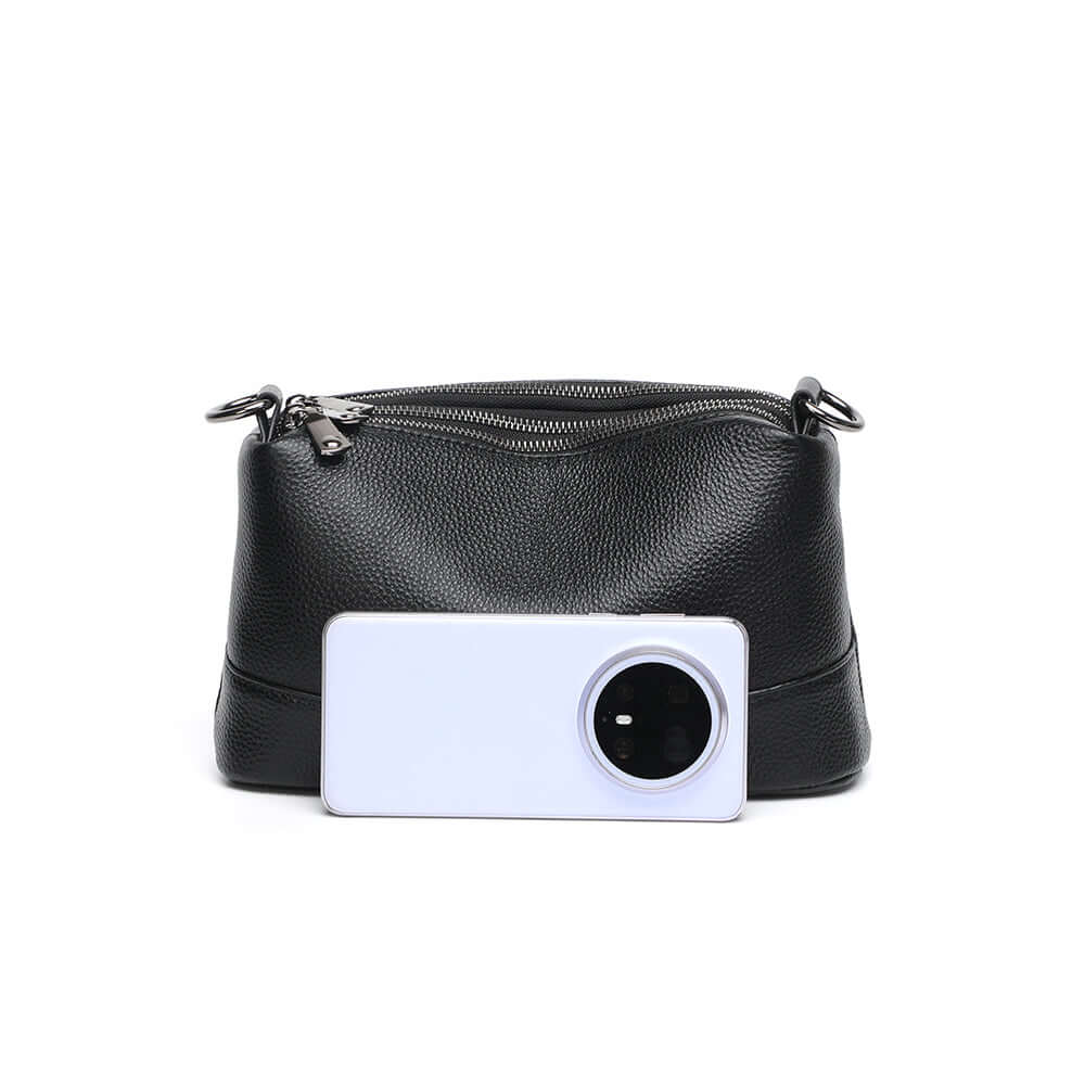 Leather crossbody bag size comparison.