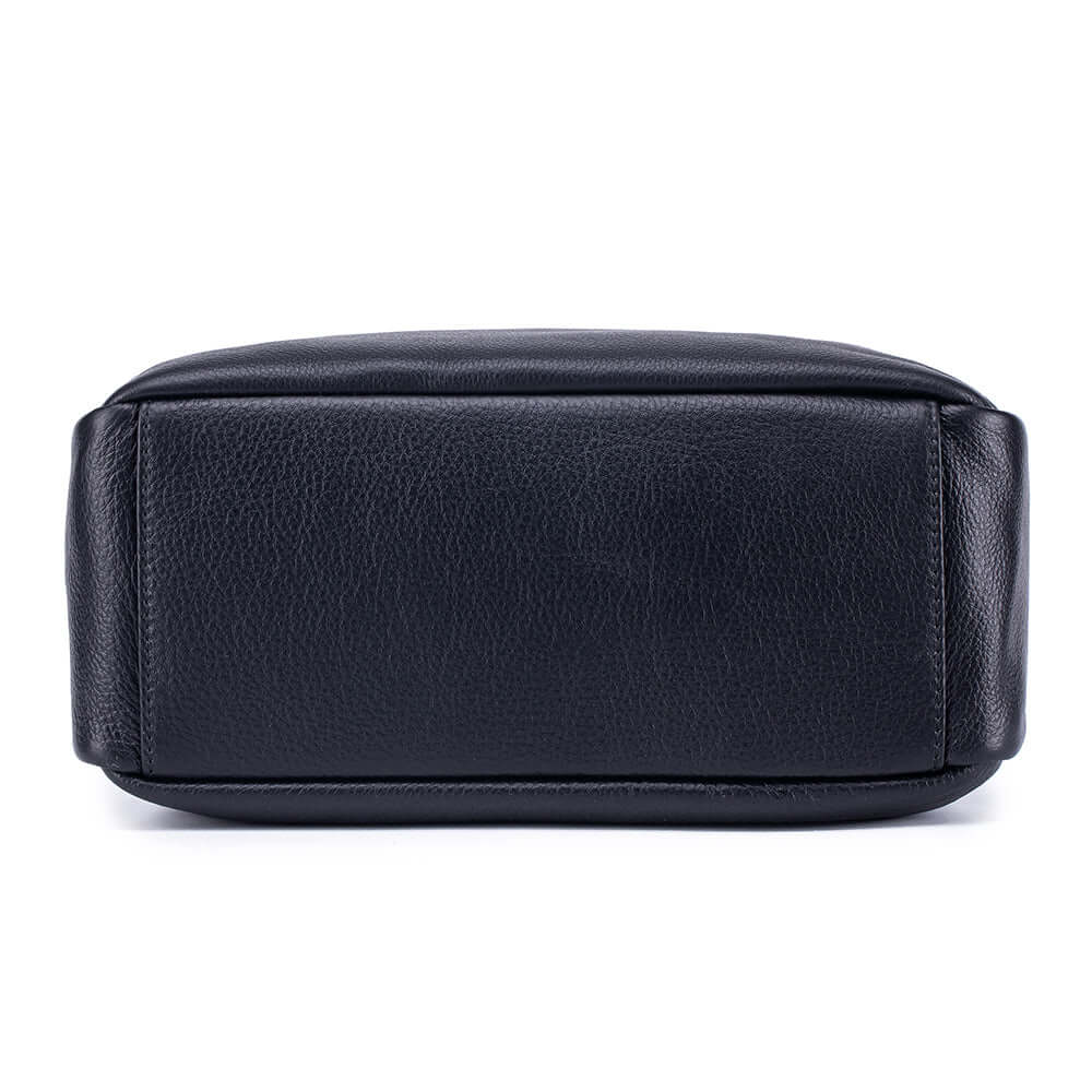 Black genuine leather handbag shown at the bottom