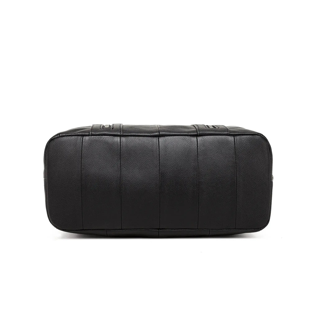 Black leather handbag bottom