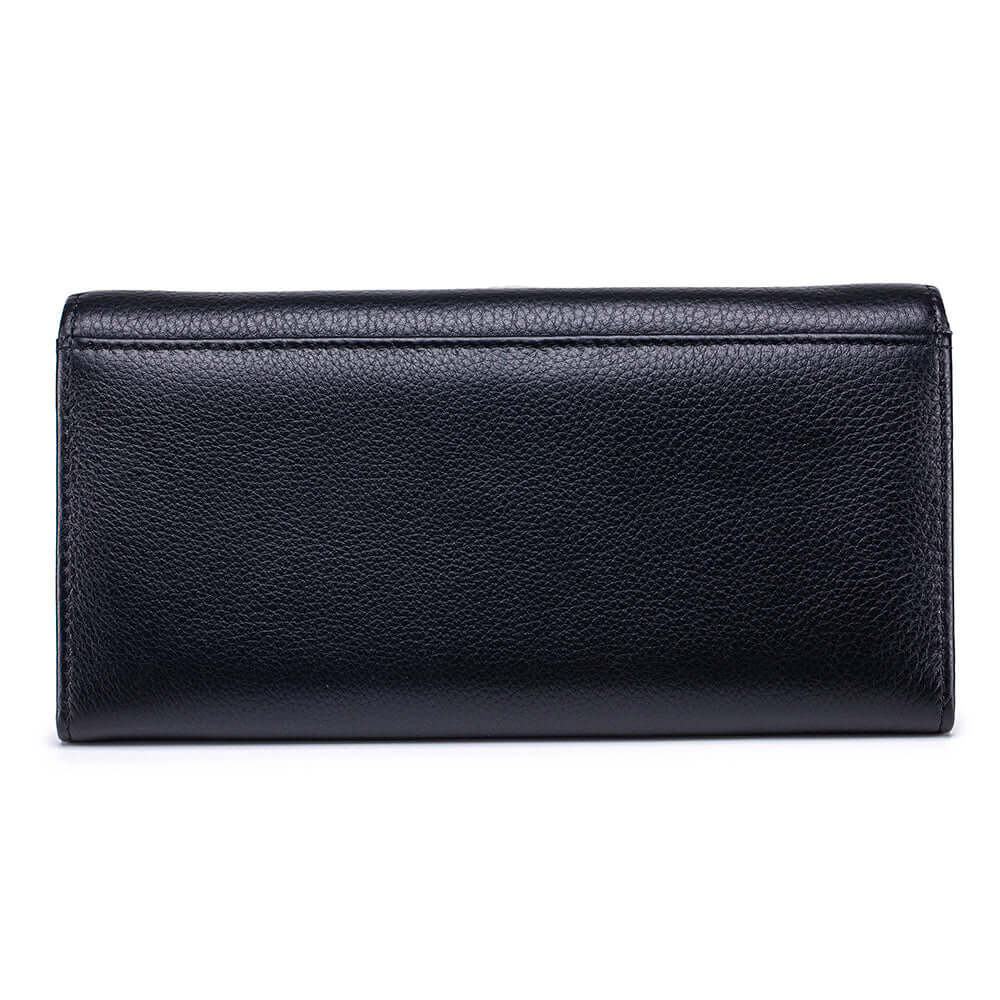 Black leather long wallet