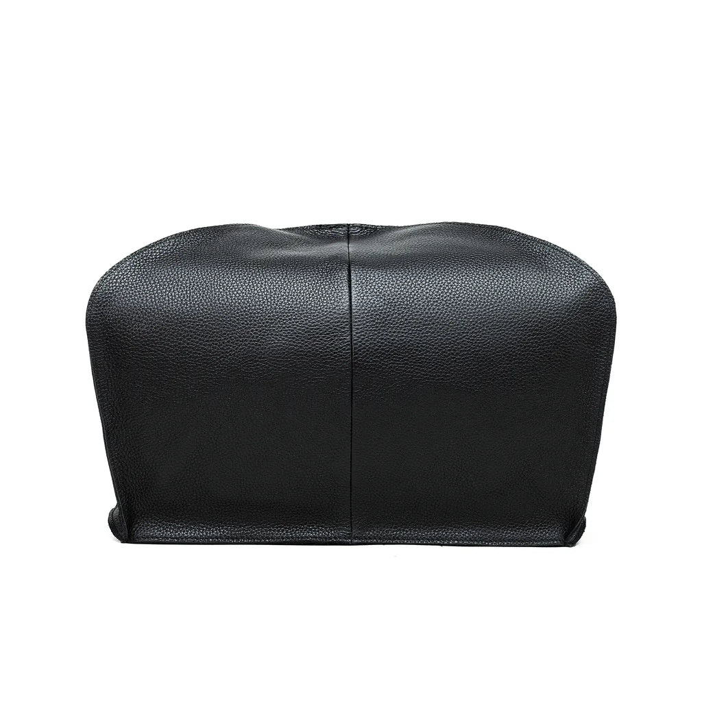 Black leather shoulder tote bag bottom