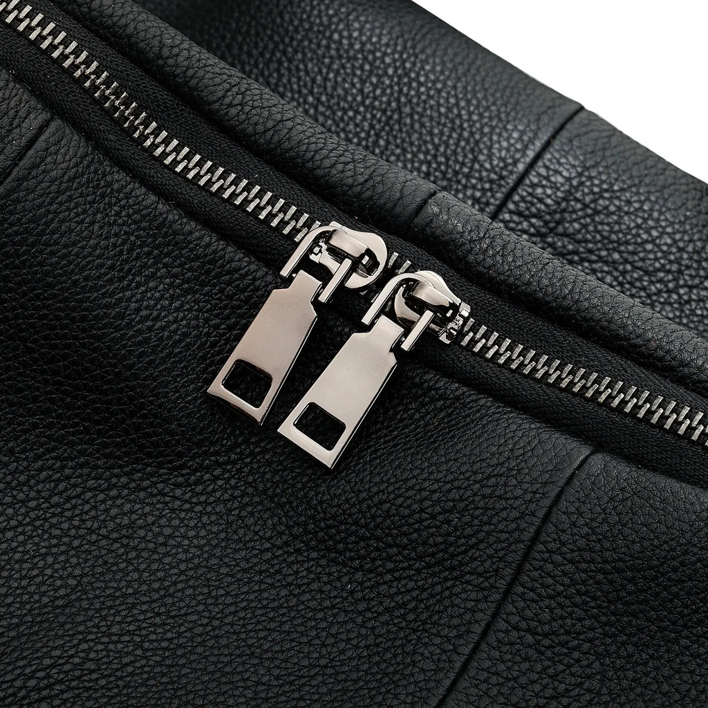 Soft full-grain leather material close-up view