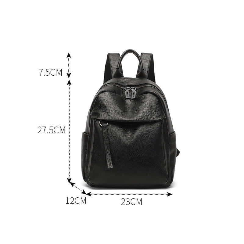 Leather mini backpack size display