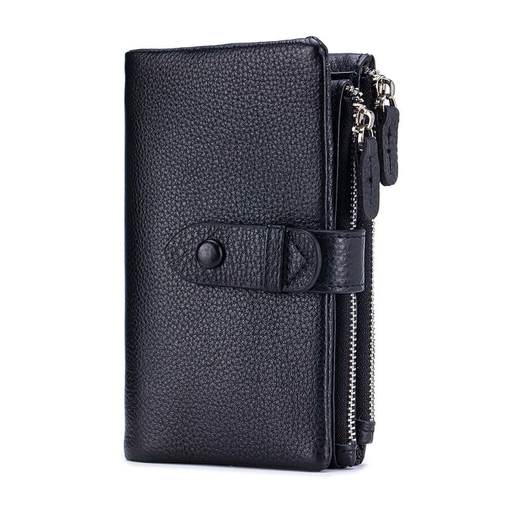 Front view of women’s RFID genuine leather wallet