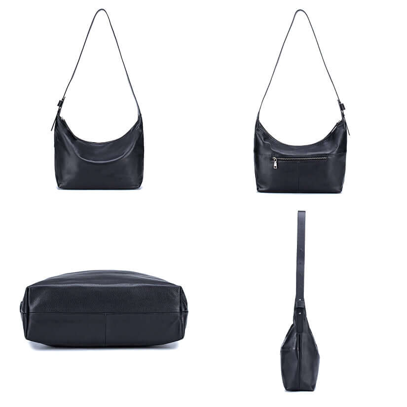 Full view of the soft leather shoulder bag.