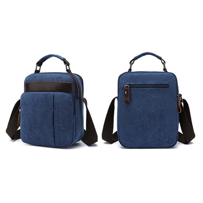 Blue crossbody bag front and back