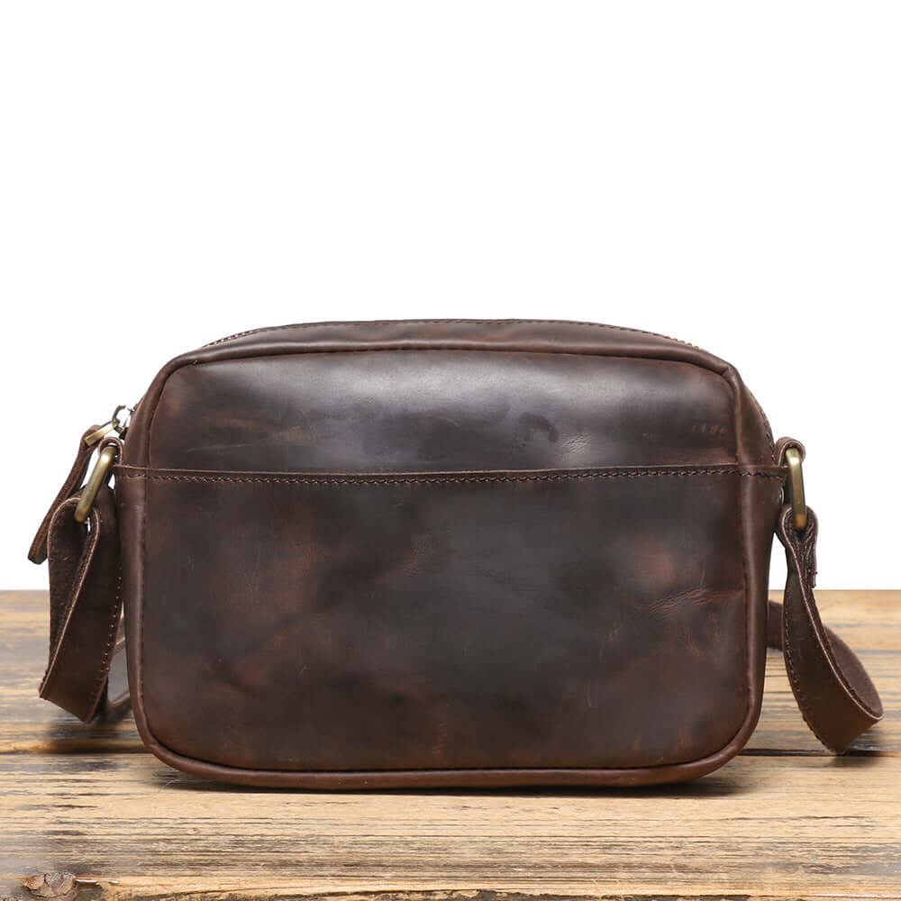 vintage leather mini bag front displayed