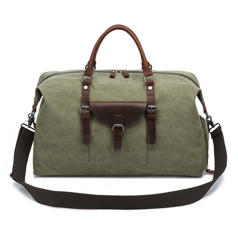 Green canvas luggage bag for travel