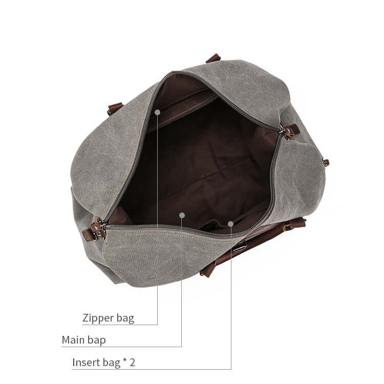 Open top view showing roomy main compartment