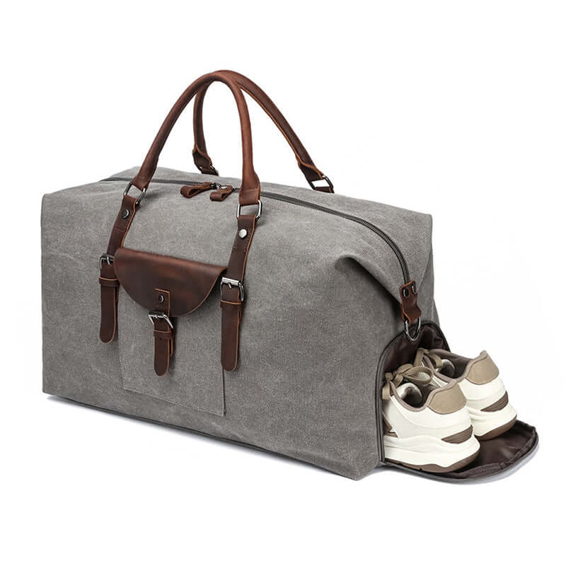 Interior pocket compartments in grey bag