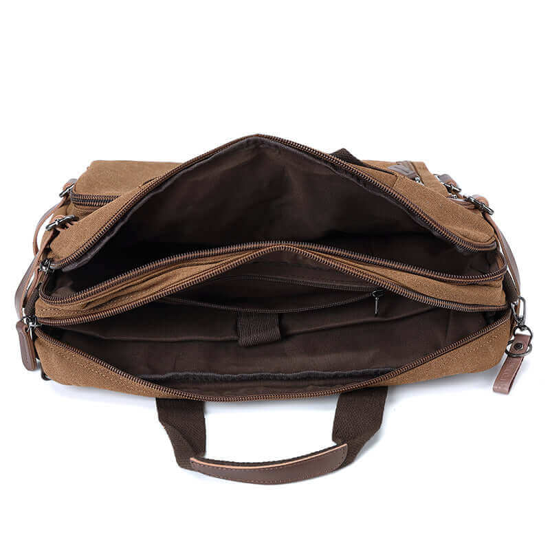 The internal structure of the canvas laptop bag