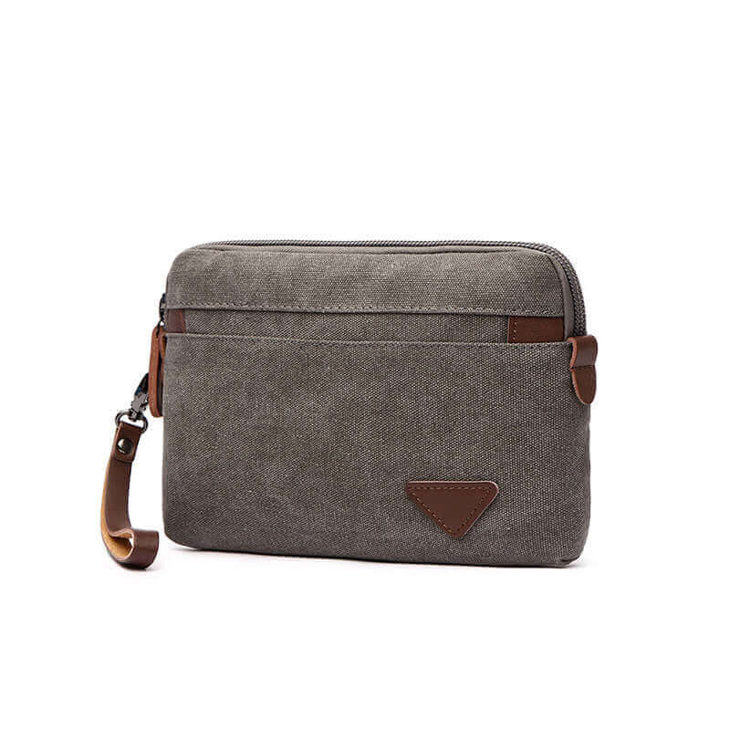 Canvas multi-purpose clutch bag in grey