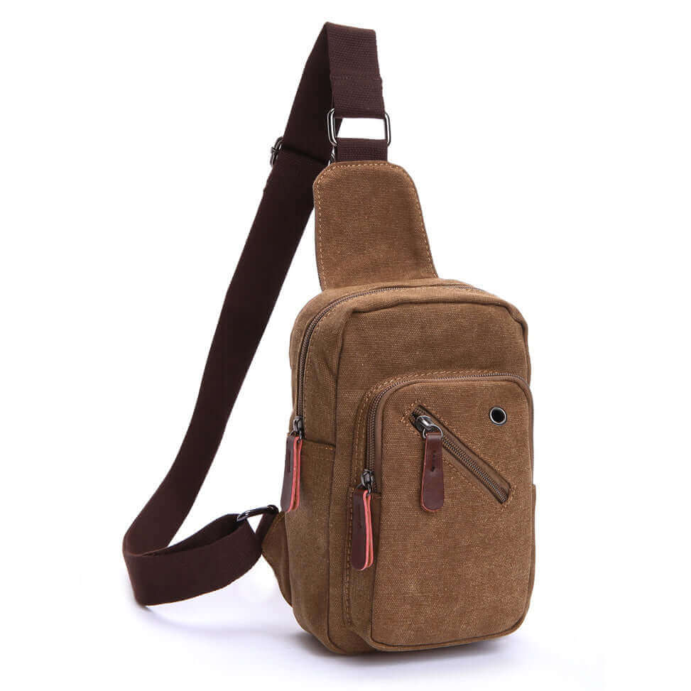 Canvas Sling Bag in coffee color for men and women, perfect for daily use.