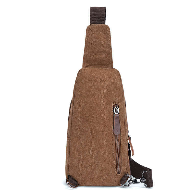 Back view of the canvas sling bag.