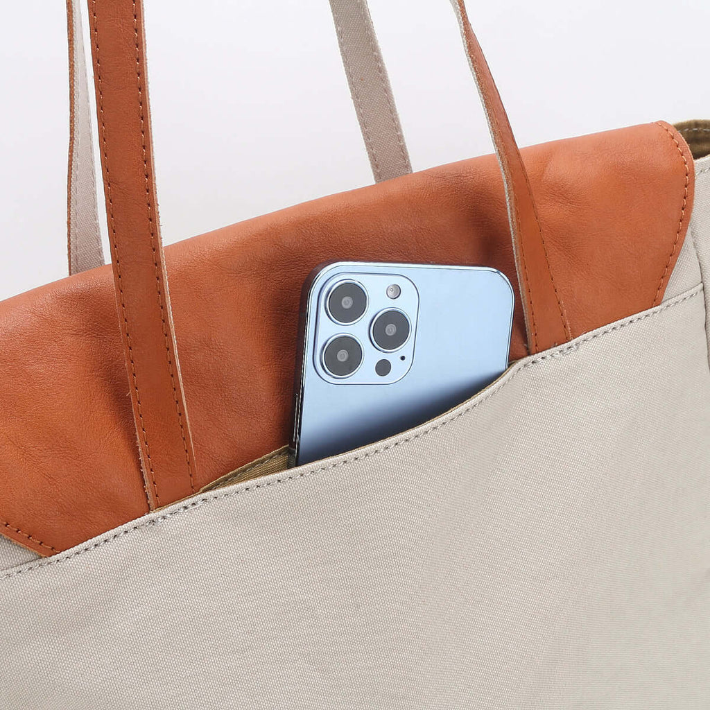 back detail view of the canvas tote bag.