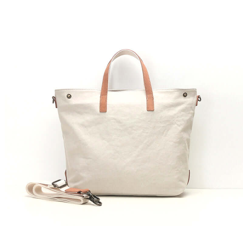 White canvas tote bag for women daily use.
