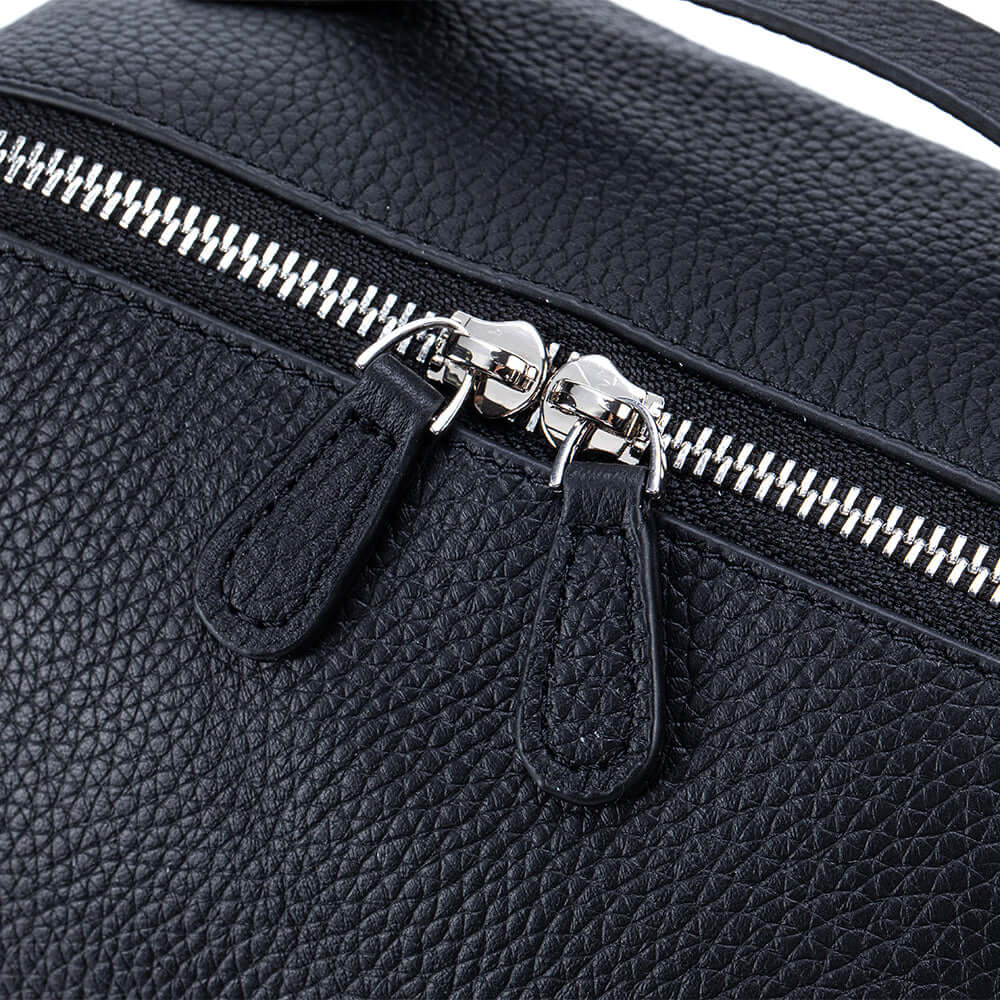 Close-up of a black toiletry bag