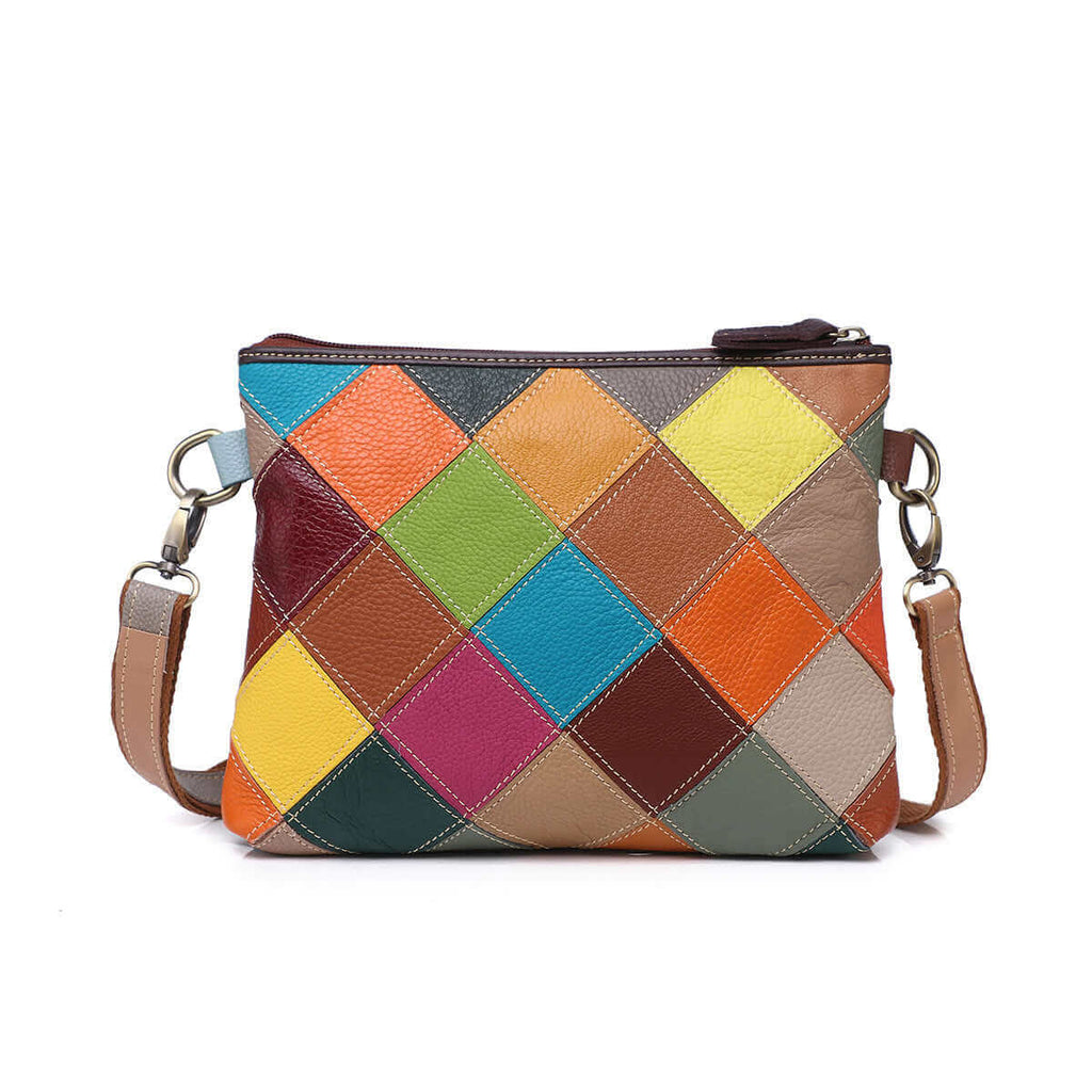 Back view of the butterfly patchwork leather crossbody bag