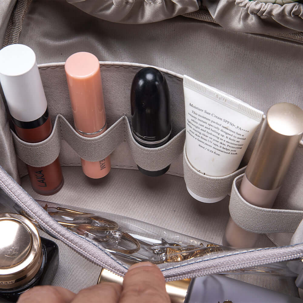 Inner pockets of travel cosmetic bag