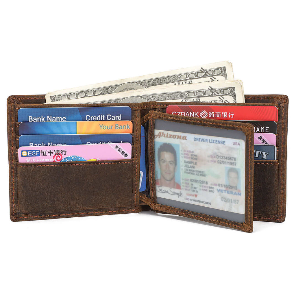 Vintage Crazy Horse leather wallet for men in NZ