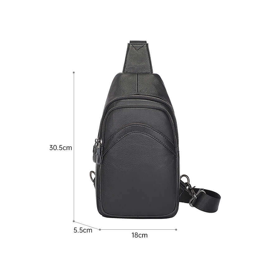 Men's crossbody sling bag crafted from premium black leather, suitable for NZ men.