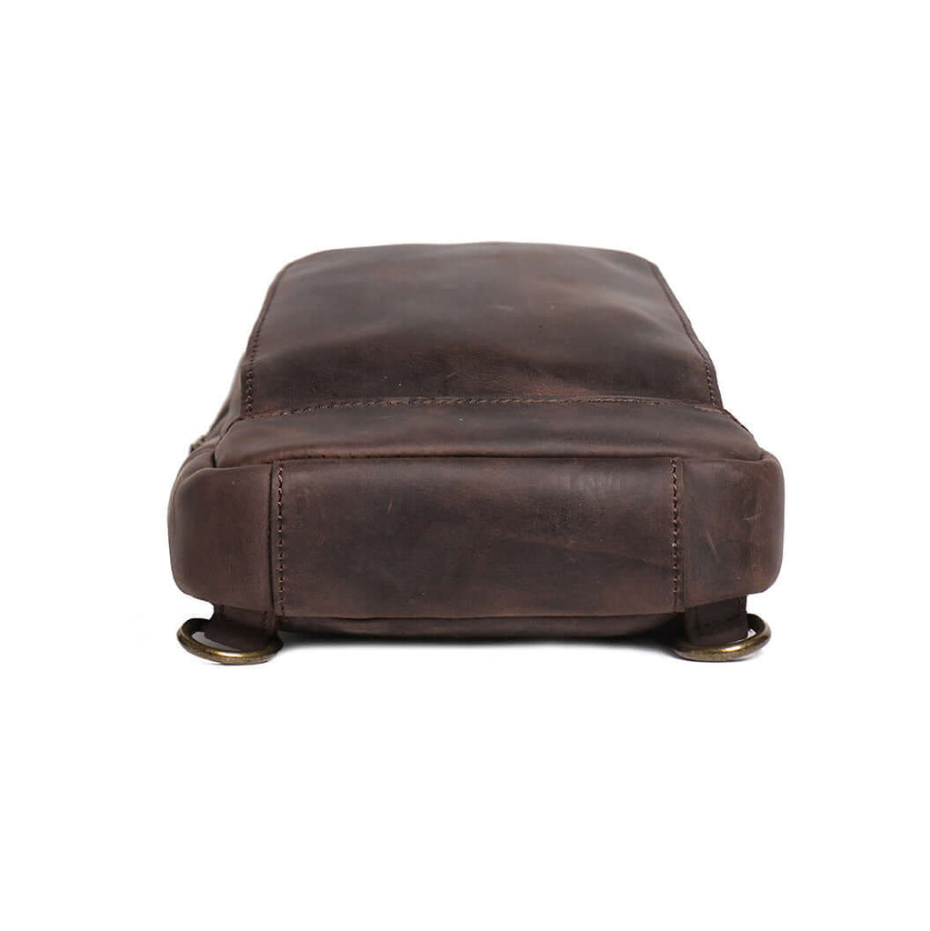 Dark brown leather chest bag