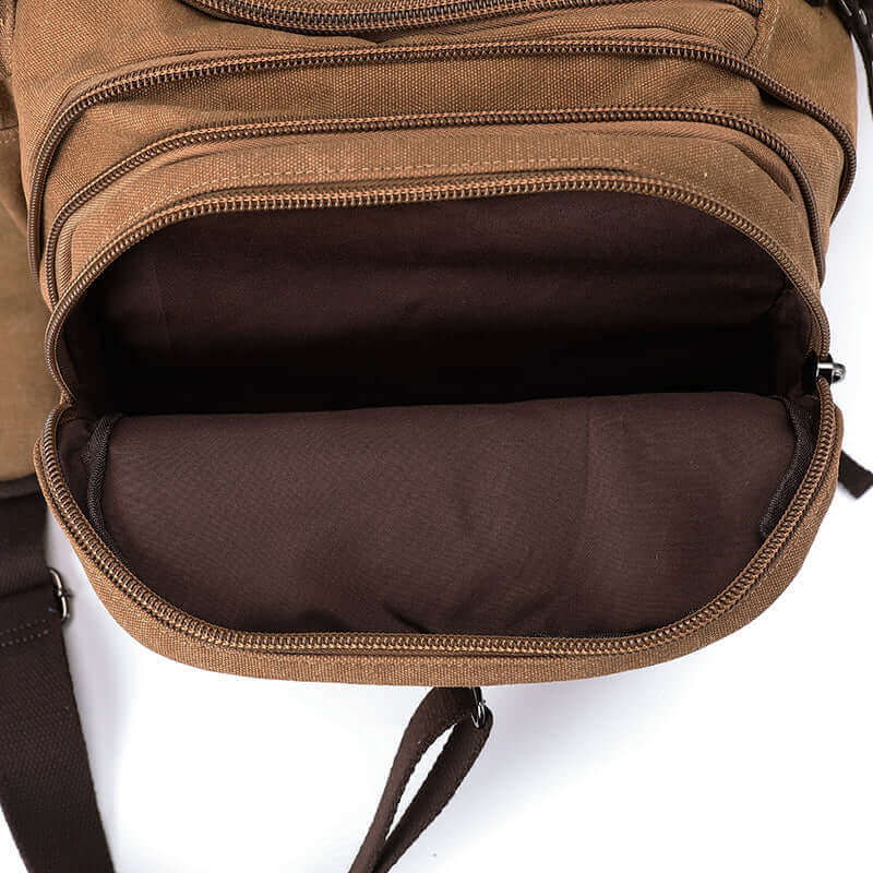 Internal structure of the canvas duffle bag.