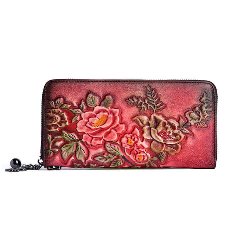 Vintage embossed leather wallet for women