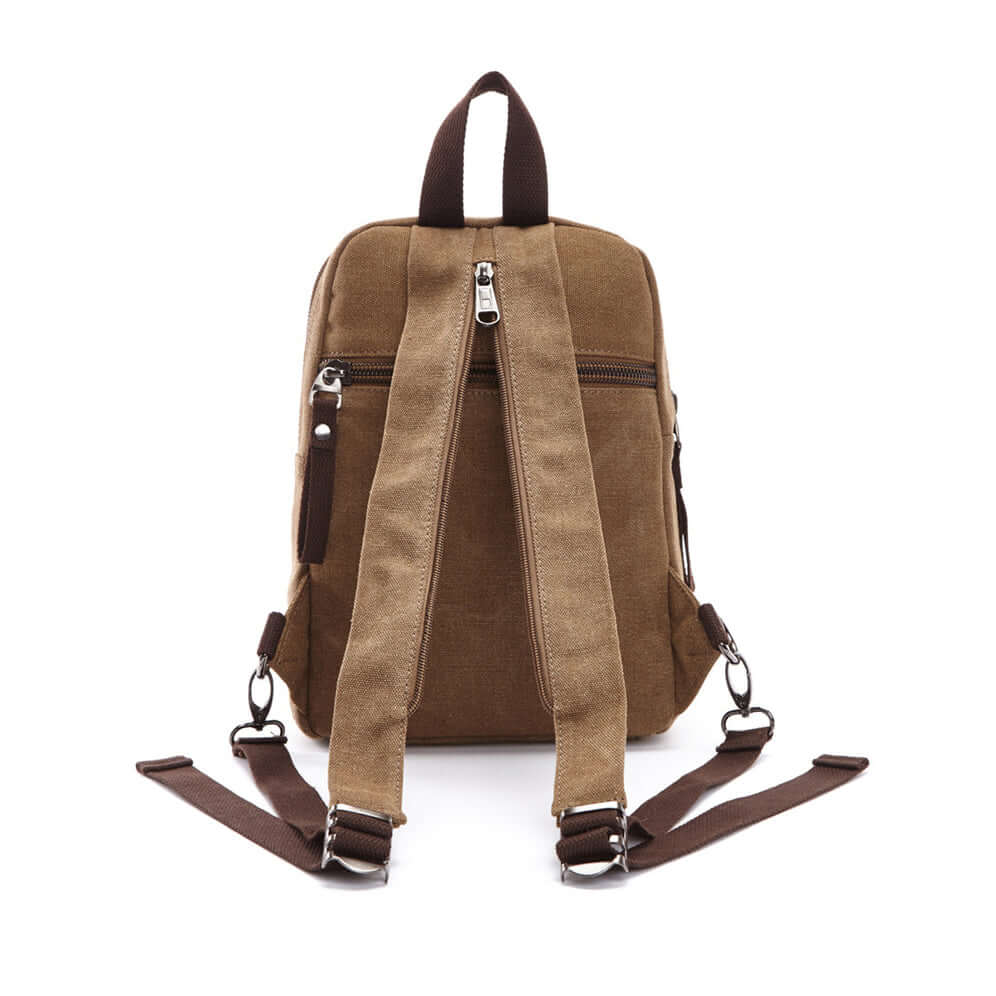 Canvas backpack with PU leather details for stylish look