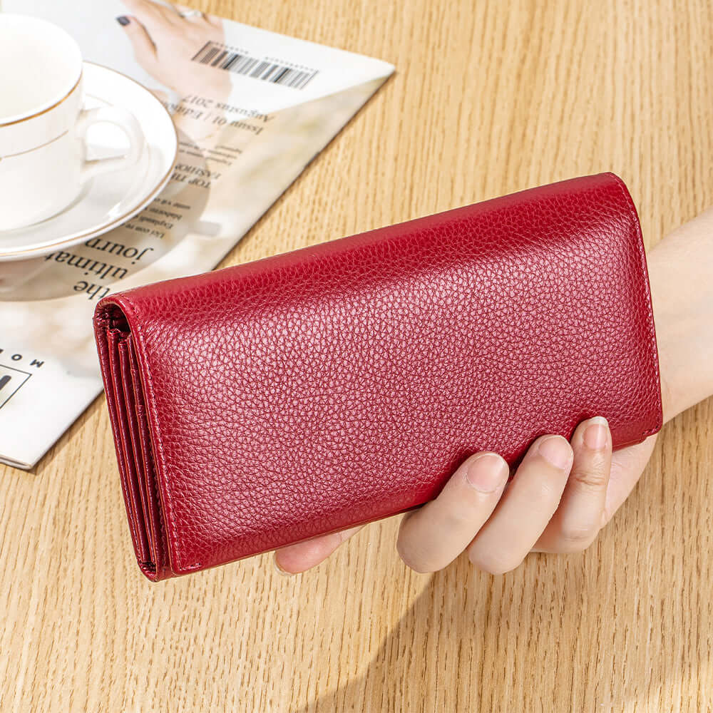 Smooth and soft genuine leather close-up