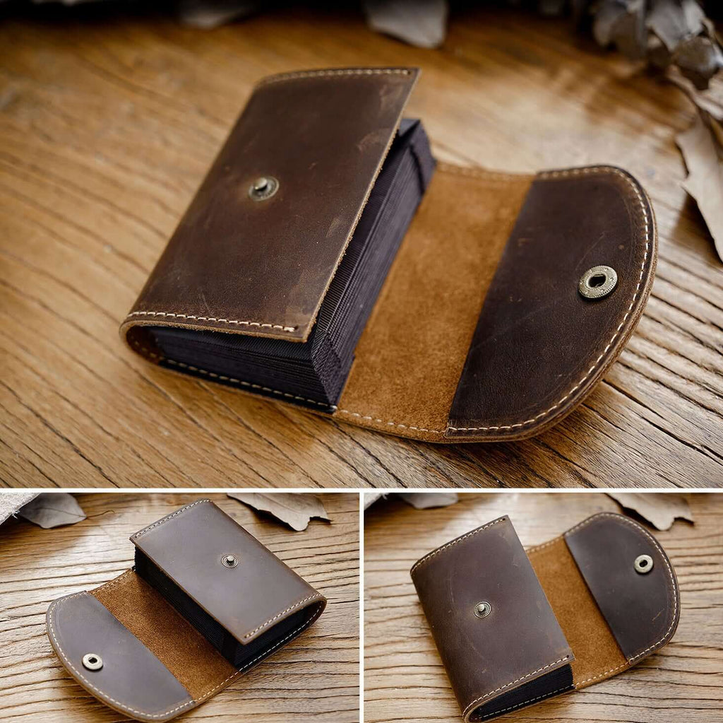 Interior of leather card wallet with cards