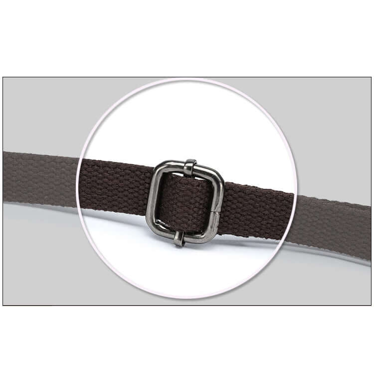 Brown belt with a silver buckle